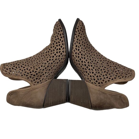 Krbonell Brown Leather Perforated Pointed Toe Booties - Picture 5 of 7